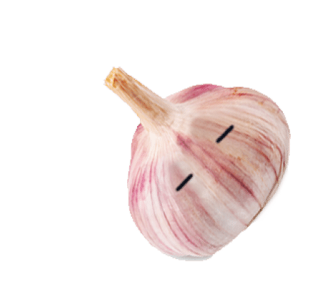 Garlic with googly eyes isolated on white background, Saved clipping path 