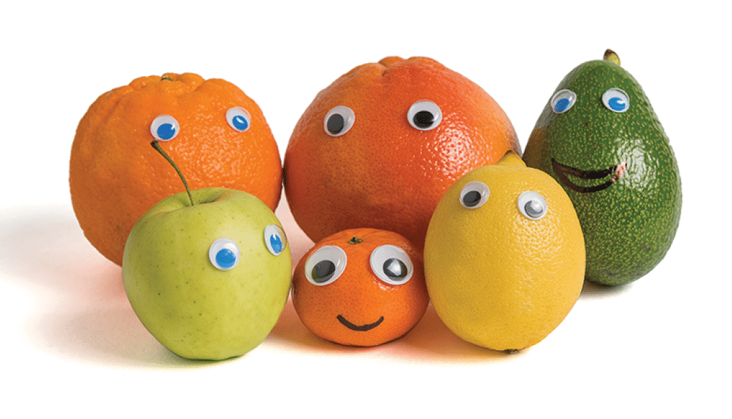 products with funny faces Googly eyes and painted smiles  Different nationalities concept 