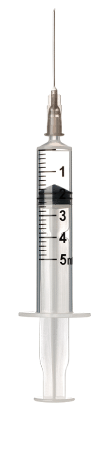 A 5ml syringe and needle isolated on a white background with clipping path 